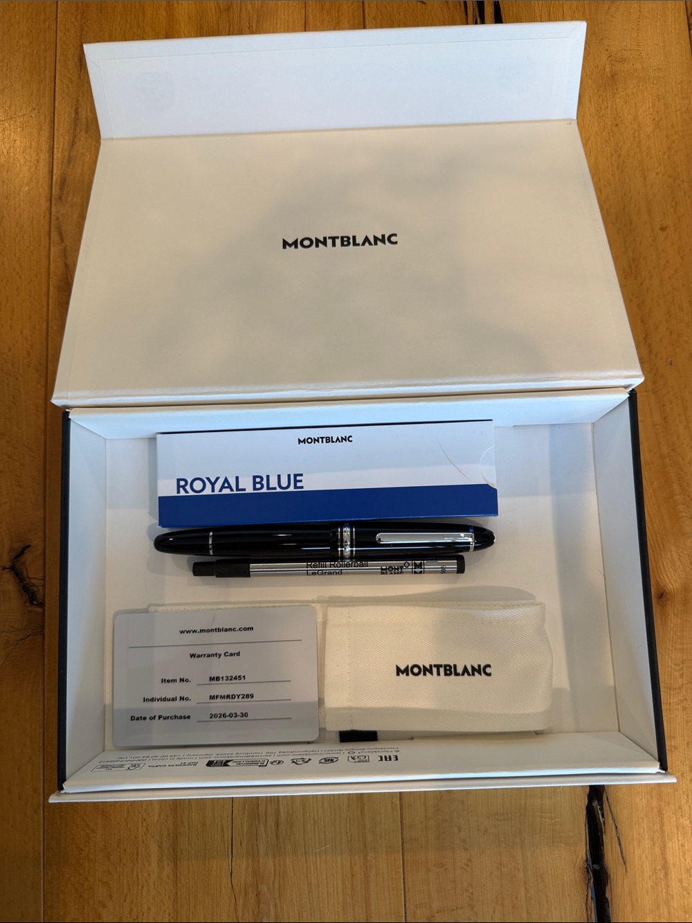 Montblanc Black and Silver Rollerball Pen Set with Royal Blue Packaging
